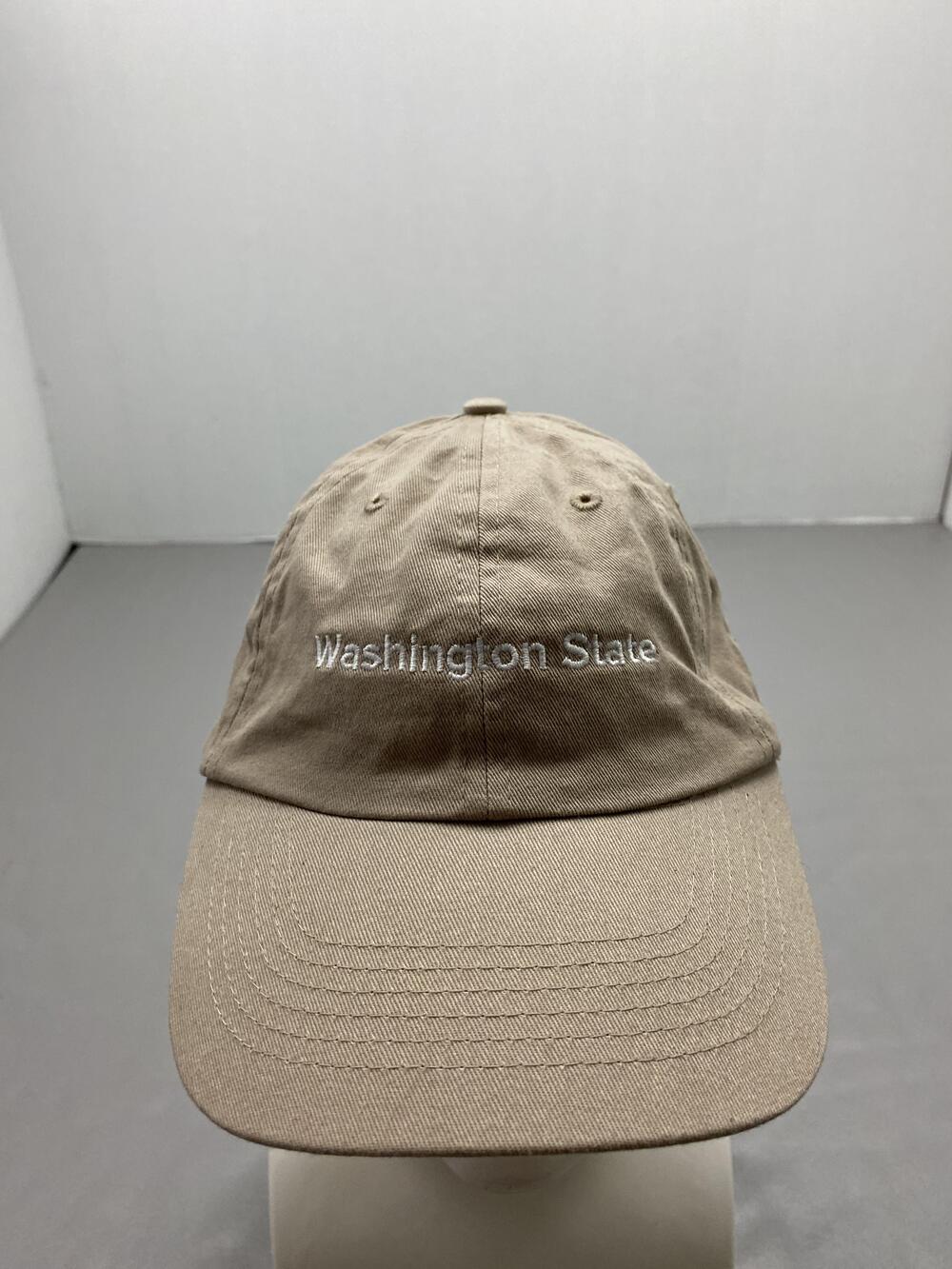 Washington State Hat Cap Strap Back One Size Beige Mens Adjustable Breathable